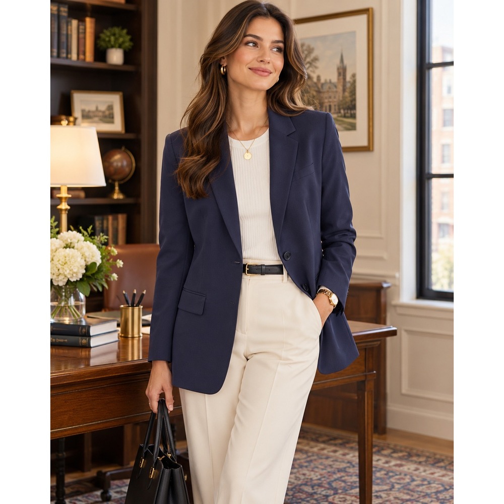 Lane Bryant Tailored Stretch Navy Blue Blazer Jacket Size 16 NWT m08408